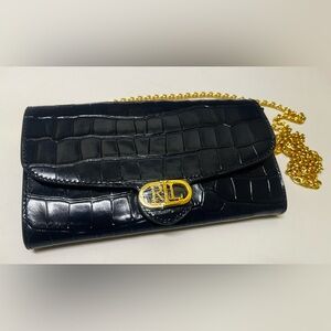 Ralph Lauren "Blue Croc" Leather Shoulder Bag